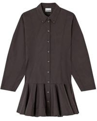Ganni - Button-Down Jurk Met Ruches - Lyst