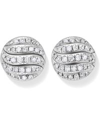 David Yurman - Sterling Silver Sculpted Cable Diamond Earrings - Lyst