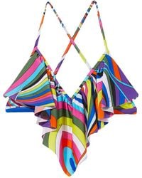 Emilio Pucci - Iride-print Ruffled Bikini Top - Lyst