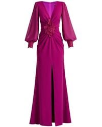 Tadashi Shoji - Floral Appliqué V-Neck Dress - Lyst