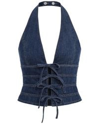 Reformation - Top Con Cuello Halter Y Lazo - Lyst