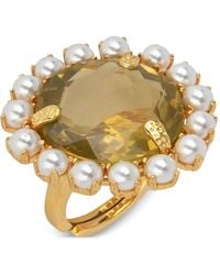 Bounkit - Lemon Quartz Pearl Ring - Lyst