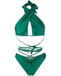 Noire Swimwear - Lattice-Strap Halterneck Swimsuit - Lyst