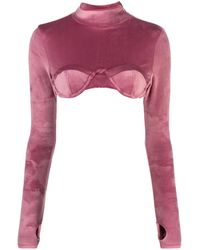 Gcds - Velvet-Finish High-Neck Top - Lyst