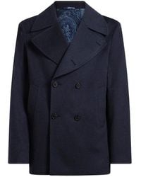 Etro - Cashmere Cloth Pea Coat - Lyst