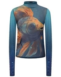 Pinko - Fish-Print Mesh Top - Lyst