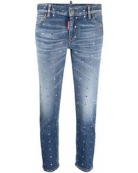 DSquared² - Crystal-Embellished Cropped Jeans - Lyst