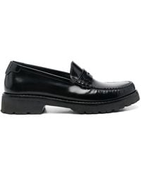 Saint Laurent - Leather Moccasin Penny Loafers - Lyst