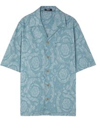 Versace - Camicia A Maniche Corte Con Stampa Barocco - Lyst