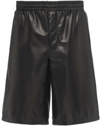 Prada - Triangle-logo Leather Bermuda Shorts - Lyst
