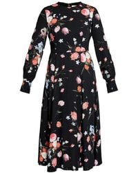 Erdem - Midi-Jurk Met Bloemenprint En Lange Mouwen - Lyst