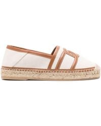 Tod's - Canvas And Leather Espadrilles - Lyst