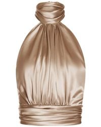 ALEXIA & ANTONIA - Draped Halter Silk Blouse - Lyst