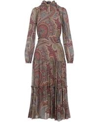 Etro - Maxi-Jurk Met Paisley-Print En Ruches - Lyst