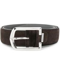 Corneliani - Suede Logo-Plaque Belt - Lyst