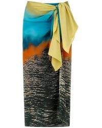 Silvia Tcherassi - Viveka Knotted Printed Midi Skirt - Lyst
