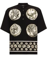 Dolce & Gabbana - T-Shirt aus Seide mit Münzen-Print - Lyst