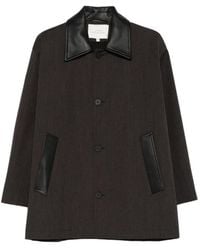 Studio Nicholson - Leather-Collar Coat - Lyst