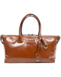 Miu Miu - Sac Cabas En Cuir À Logo Embossé - Lyst