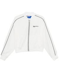 KARL LAGERFELD - Cropped Bomber Jacket With Piping - Lyst