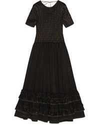 Ganni ブラック ベルベット ルーシュ マキシドレス ブラック | Lyst