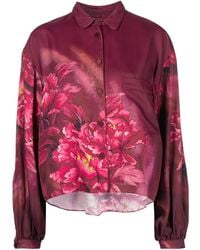 F.R.S For Restless Sleepers Peony Print Silk Blouse - Red