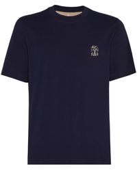 Brunello Cucinelli - Katoenen T-shirt Met Geborduurd Logo - Lyst