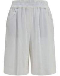 Brunello Cucinelli - Elasticated-Waistband Cotton Shorts - Lyst