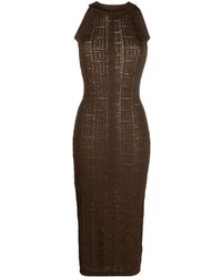 Balmain - Monogram Mesh Midi Dress - Lyst