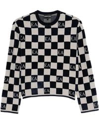 Emporio Armani - Check Crewneck Sweater - Lyst