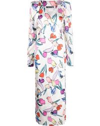 ROTATE BIRGER CHRISTENSEN Bridget Printed Long Dress in White Womens Clothing Dresses Casual and summer maxi dresses 