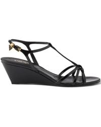 Prada - Patent Leather Wedge Sandals 50 - Lyst