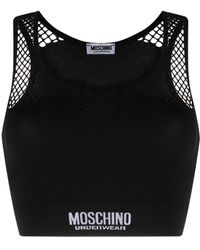 Moschino - Logo-underband Mesh Sports Bra - Lyst
