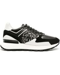 Roberto Cavalli - Mirror Snake-embellished Leather Sneakers - Lyst