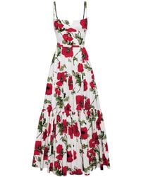 Oscar de la Renta - Poppy-print Cotton Maxi Dress - Lyst