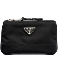Prada - Re-Nylon And Saffiano Mini Pouch - Lyst