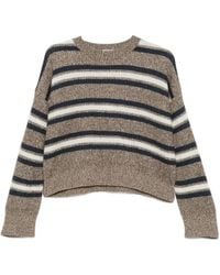 Brunello Cucinelli - Striped Crew-Neck Sweater - Lyst