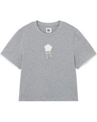 B+ AB - Flower Lace-Trim T-Shirt - Lyst