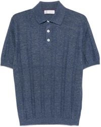 Brunello Cucinelli - Ribbed-Knit Short-Sleeve Polo Shirt - Lyst