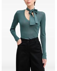 Sisley - Bow-Detail V-Neck Sweater - Lyst