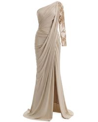 Gemy Maalouf - One-Shoulder Beaded Draped Dress - Lyst