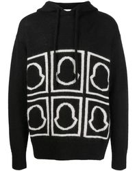 Moncler - Logo-Intarsia Knitted Hoodie - Lyst