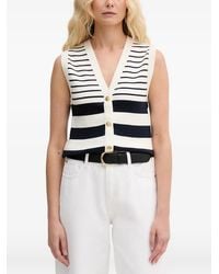 GANT - Striped Button-Up Gilet - Lyst