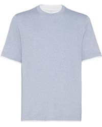 Brunello Cucinelli - Layered Cotton-linen T-shirt - Lyst