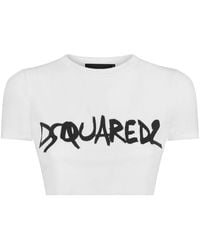 DSquared² - T-shirt con stampa crop - Lyst