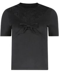 Nina Ricci - Bow Lace-Inserts Short-Sleeves T-Shirt - Lyst