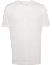 120% Lino - Camiseta con solapas de botones - Lyst