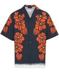 Prada - Camisa con estampado floral y manga corta - Lyst