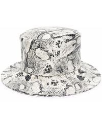 Alberta Ferretti - Python-Print Leather Hat - Lyst