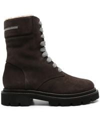 Peserico - Leather Combat Boots - Lyst